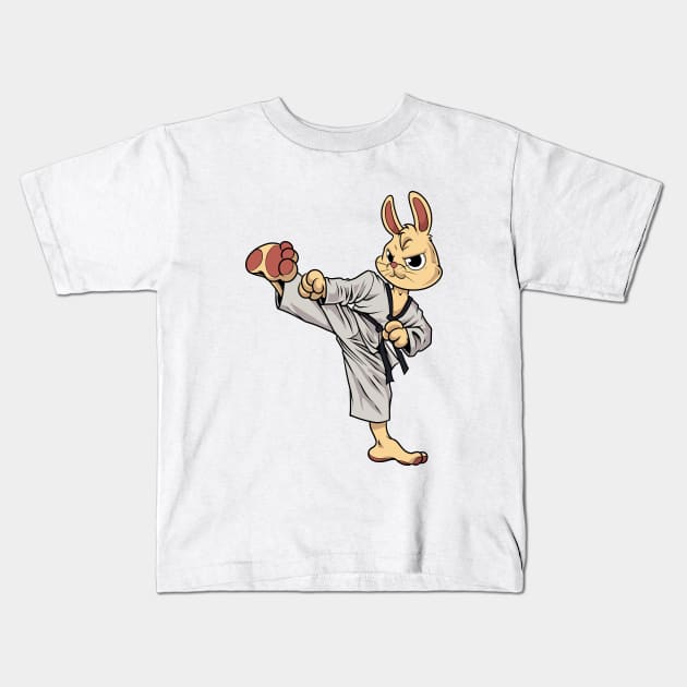 Cartoon Hase does Tang Soo Do Kids T-Shirt by Modern Medieval Design